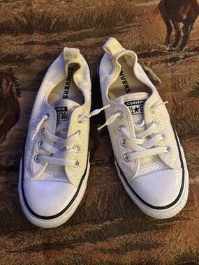 Converse White Low Top Sneakers with Black Trim